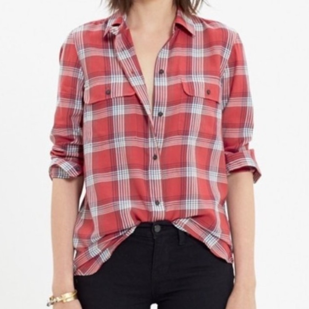 Madewell Ex-Boyfriend Shirt In Cherry Plaid